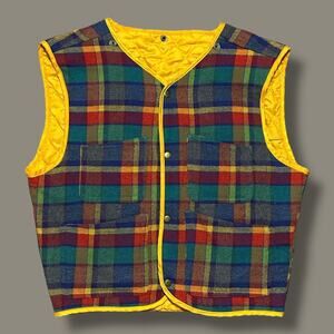 Vintage Quilted Vest Liner Jacket Reversible Yellow y2k GAP